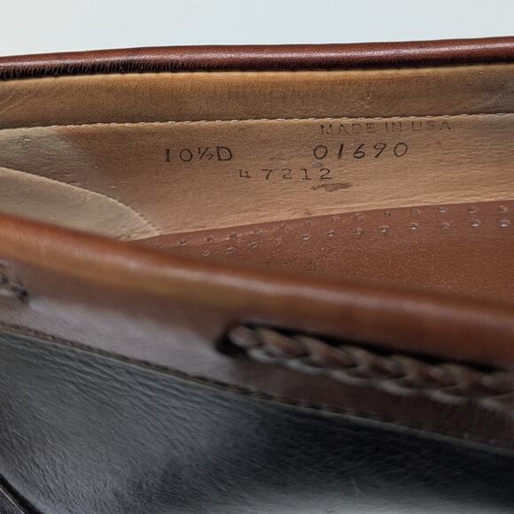 Allen Edmonds Woodstock Double Kiltie Leather Loafers 10.5 Men\'s Black Brown main image 9
